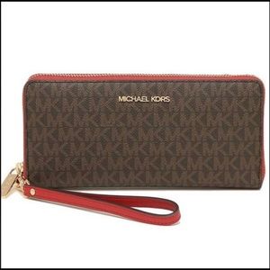 Michael Kors Large Continental Wristlet Wallet Flame Signature